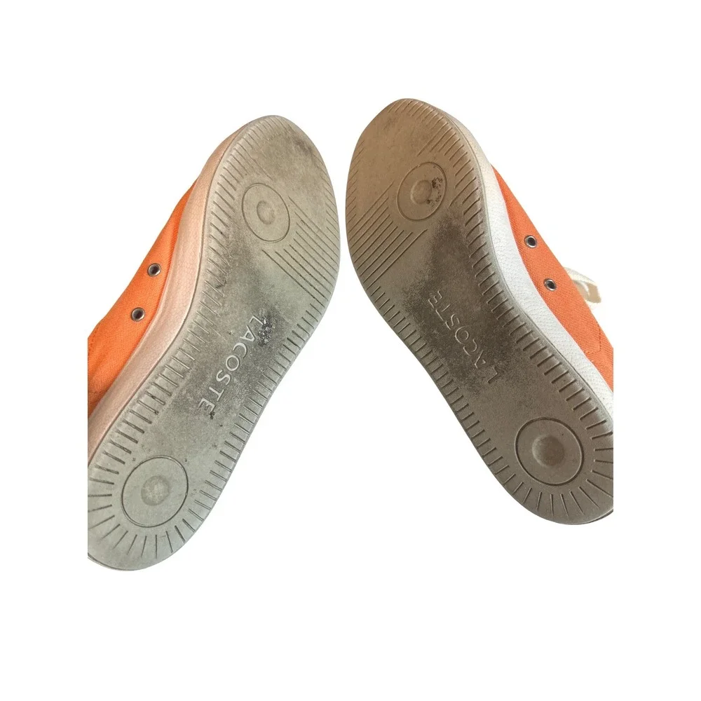 Lacoste Preppy Orange Canvas Sneakers Women's 6.5 Lace Up Low Top Tennis Shoes